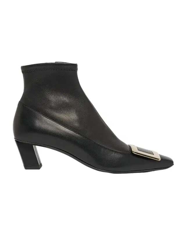 Belle Vivier Buckle Leather Ankle Boots