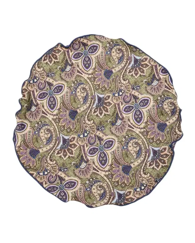 Men 's Reversible Floral to Paisley Silk Pocket Circle