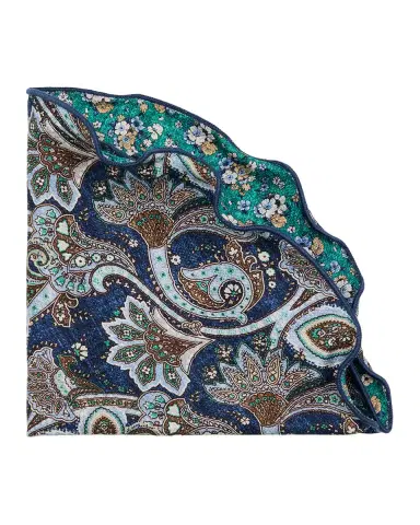 Edward Armah Men's Reversible Floral to Paisley Silk Pocket Circle | Thumbnail 2