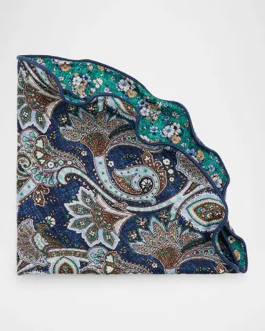Edward Armah Men's Reversible Floral to Paisley Silk Pocket Circle | Thumbnail 3