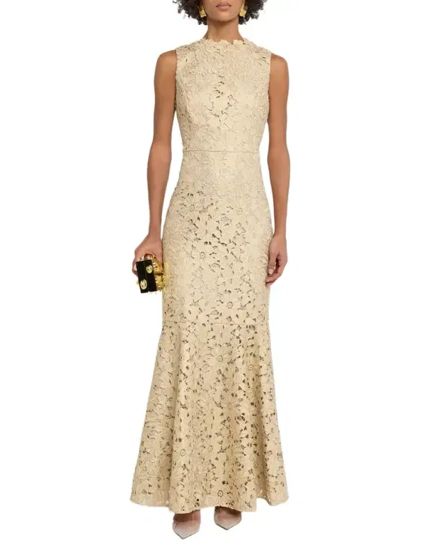 Shoshanna Reese Metallic Lace Gown