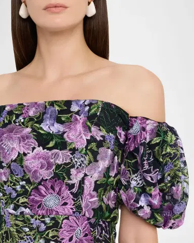 Milly Nene Floral-Embroidered Column Gown | Thumbnail 4