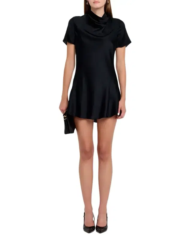 Iris Silk Cowl-Neck Mini Dress