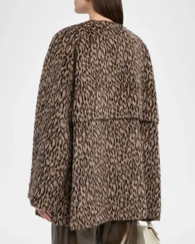 Emporio Armani Fuzzy Leopard-Print Peacoat | Thumbnail 2 Emporio Armani Fuzzy Leopard-Print Peacoat | Thumbnail 2