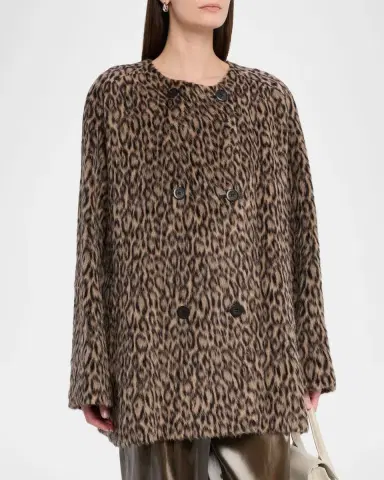 Emporio Armani Fuzzy Leopard-Print Peacoat | Thumbnail 3 Emporio Armani Fuzzy Leopard-Print Peacoat | Thumbnail 3