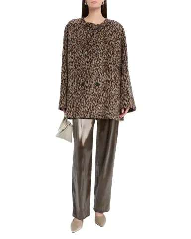 Emporio Armani Fuzzy Leopard-Print Peacoat | Thumbnail 1 Emporio Armani Fuzzy Leopard-Print Peacoat | Thumbnail 1