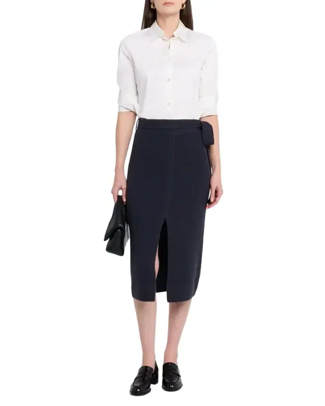 Emporio Armani Long Wool Belted Midi Skirt