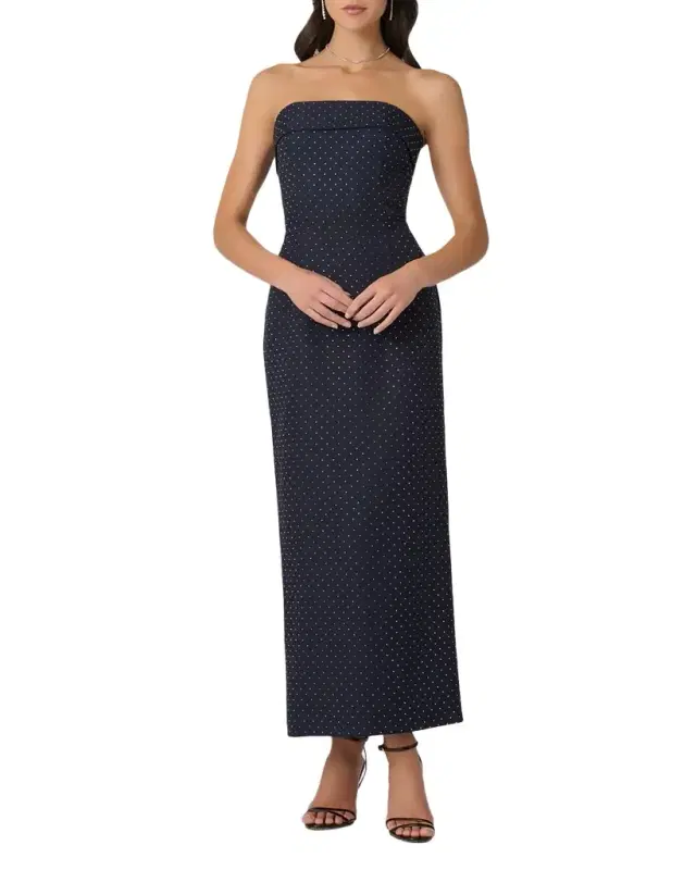 Shoshanna Liza Strapless Crystal-Studded Twill Maxi Dress