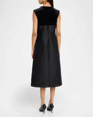 Bibhu Mohapatra Mixed-Media Crystal Embroidered Silk Gazar Midi Dress | Thumbnail 2 Bibhu Mohapatra Mixed-Media Crystal Embroidered Silk Gazar Midi Dress | Thumbnail 2