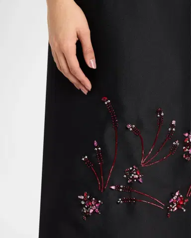 Bibhu Mohapatra Mixed-Media Crystal Embroidered Silk Gazar Midi Dress | Thumbnail 4 Bibhu Mohapatra Mixed-Media Crystal Embroidered Silk Gazar Midi Dress | Thumbnail 4