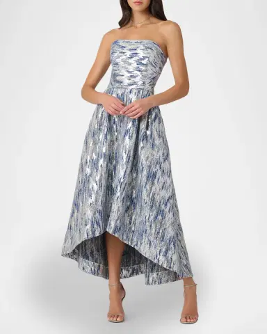 Shoshanna Dia Strapless Sequin Jacquard High-Low Gown | Thumbnail 2