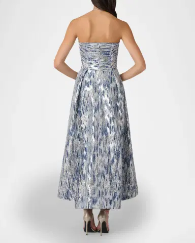 Shoshanna Dia Strapless Sequin Jacquard High-Low Gown | Thumbnail 3