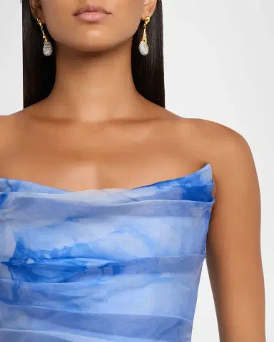 Pamella Roland Floral Silk Organza Strapless Drop-Waist Gown | Thumbnail 4