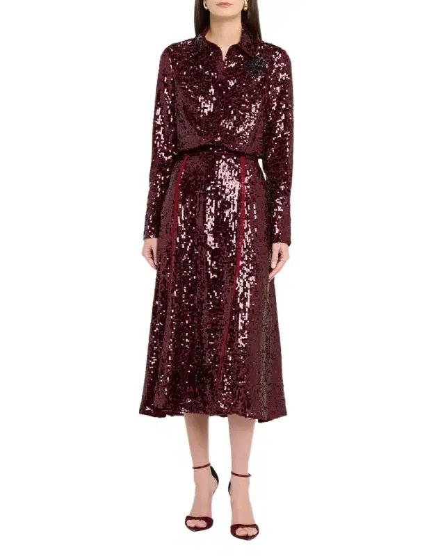 Sequined A-Line Midi Skirt