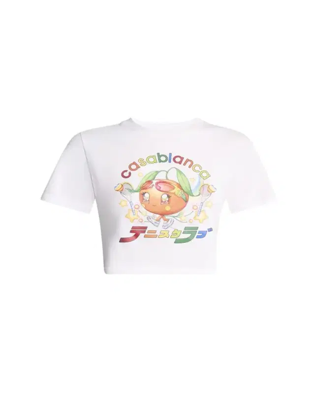 Orange Mascot Short-Sleeve Crop T-Shirt