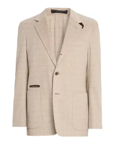 dunhill Men 's Suede-Trim Cashmere Windowpane Sport Coat | Thumbnail 1 dunhill Men 's Suede-Trim Cashmere Windowpane Sport Coat | Thumbnail 1