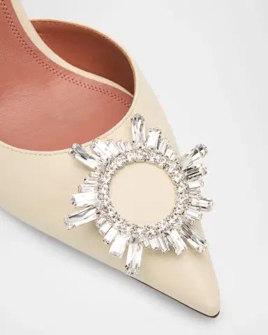 Amina Muaddi 95mm Begum Leather Crystal Slingback Pumps | Thumbnail 4 Amina Muaddi 95mm Begum Leather Crystal Slingback Pumps | Thumbnail 4