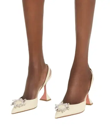 Amina Muaddi 95mm Begum Leather Crystal Slingback Pumps | Thumbnail 1 Amina Muaddi 95mm Begum Leather Crystal Slingback Pumps | Thumbnail 1