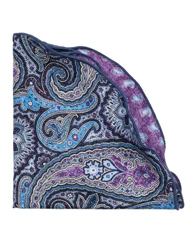 Edward Armah Men's Reversible Paisley Silk Pocket Circle | Thumbnail 2 Edward Armah Men's Reversible Paisley Silk Pocket Circle | Thumbnail 2