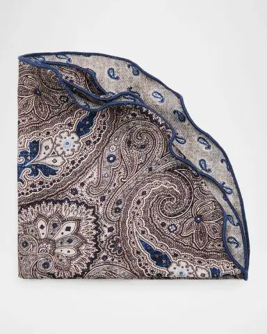 Edward Armah Men's Reversible Paisley Silk Pocket Circle | Thumbnail 3