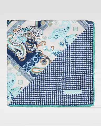Edward Armah Men's Double-Printed Silk Hand-Rolled Pocket Square | Thumbnail 2
