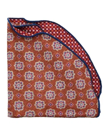 Edward Armah Men's Reversible Houndstooth to Medallion Silk Pocket Circle | Thumbnail 2 Edward Armah Men's Reversible Houndstooth to Medallion Silk Pocket Circle | Thumbnail 2