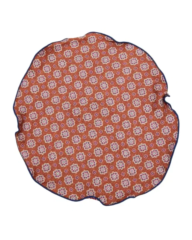 Edward Armah Men 's Reversible Houndstooth to Medallion Silk Pocket Circle