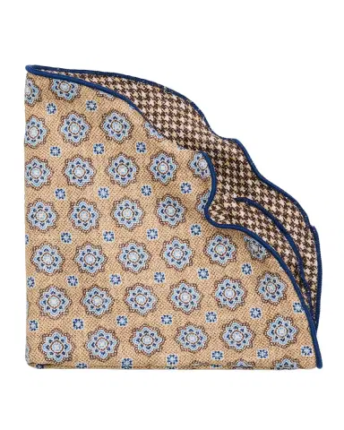 Edward Armah Men's Reversible Houndstooth to Medallion Silk Pocket Circle | Thumbnail 2