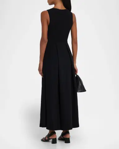 Emporio Armani Bateau-Neck Pleated Cady Maxi Dress | Thumbnail 2 Emporio Armani Bateau-Neck Pleated Cady Maxi Dress | Thumbnail 2