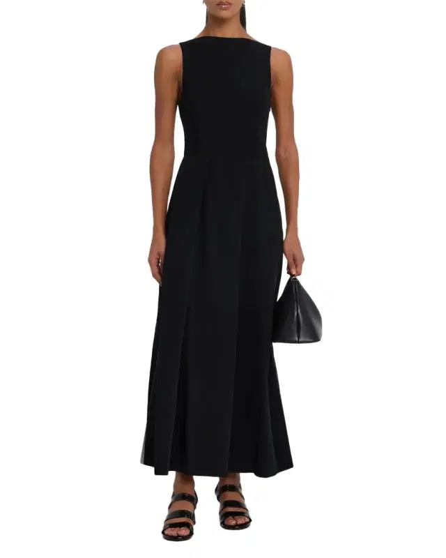 Emporio Armani Bateau-Neck Pleated Cady Maxi Dress