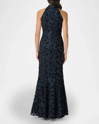Shoshanna Marcia Velvet Floral Lace Halter Gown | Thumbnail 2 Shoshanna Marcia Velvet Floral Lace Halter Gown | Thumbnail 2