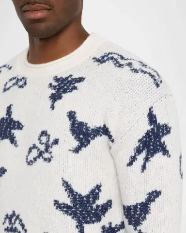 Scotch & Soda Men's Bird Jacquard Dropped Shoulder Crewneck Sweater | Thumbnail 4 Scotch & Soda Men's Bird Jacquard Dropped Shoulder Crewneck Sweater | Thumbnail 4