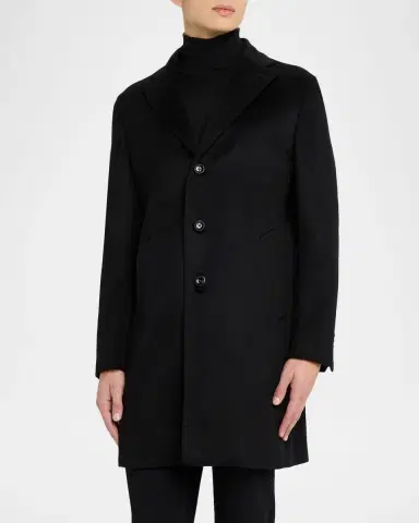 Neiman Marcus Men 's Cashmere Single-Breasted Overcoat | Thumbnail 3 Neiman Marcus Men 's Cashmere Single-Breasted Overcoat | Thumbnail 3