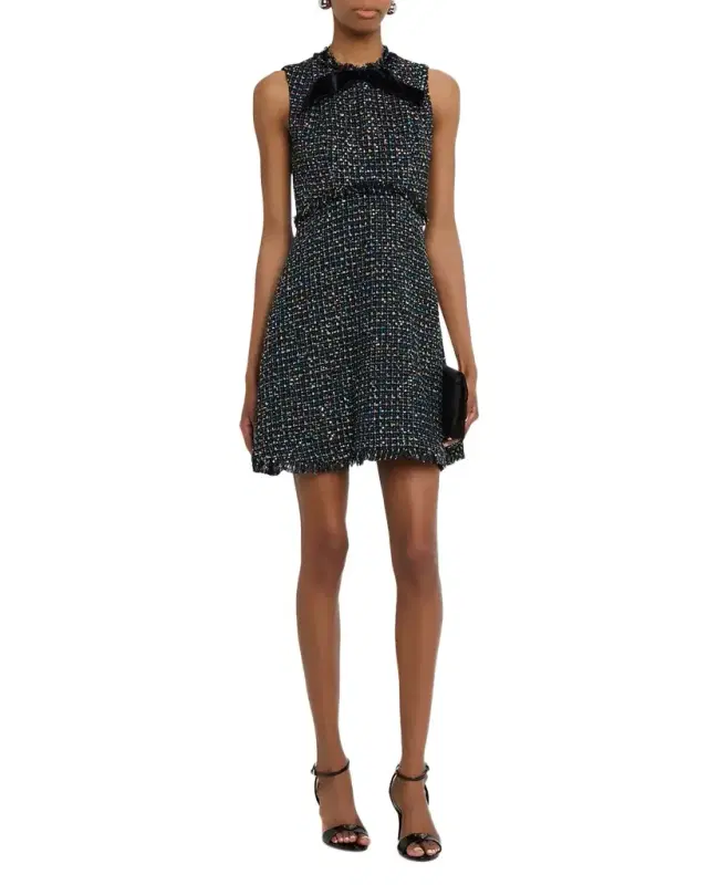 Shoshanna Alicia Bow-Front Shimmer Tweed Mini Dress