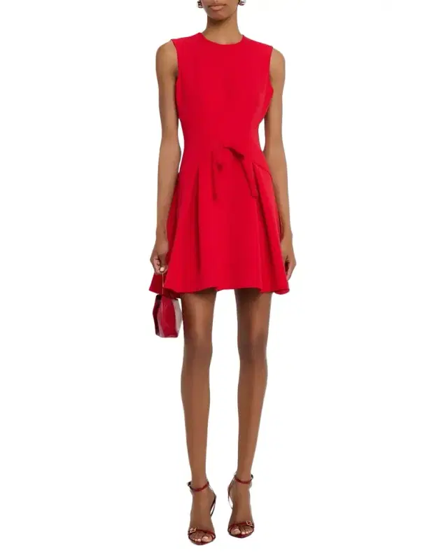 Shoshanna Hattie Sleeveless Bow-Front Crepe Mini Dress