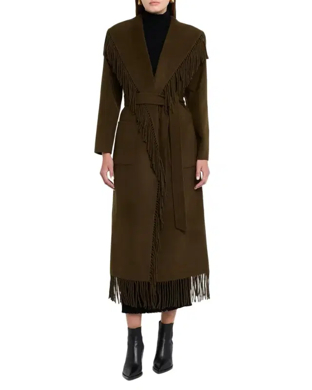 Carrie Fringe Wool Long Coat