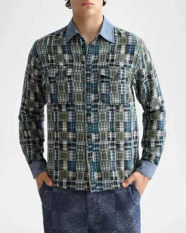 Scotch & Soda Men's Patchwork Flannel Relaxed-Fit Button-Down Shirt | Thumbnail 3