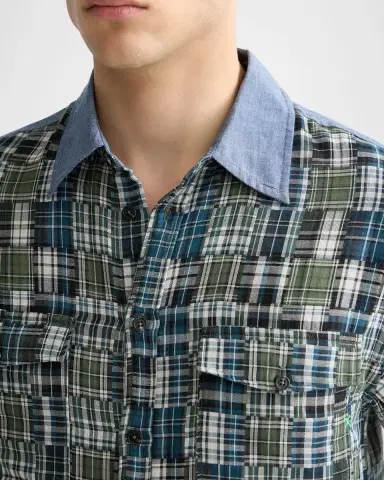 Scotch & Soda Men's Patchwork Flannel Relaxed-Fit Button-Down Shirt | Thumbnail 4