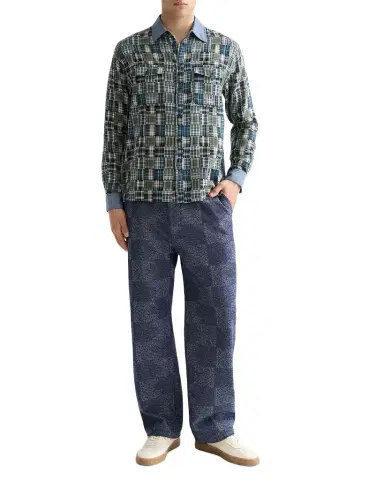 Scotch & Soda Men's Patchwork Flannel Relaxed-Fit Button-Down Shirt | Thumbnail 1