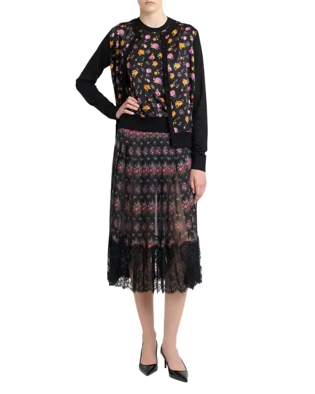 Dolce & Gabbana Small Rose Bouquets-Print Satin Cardigan