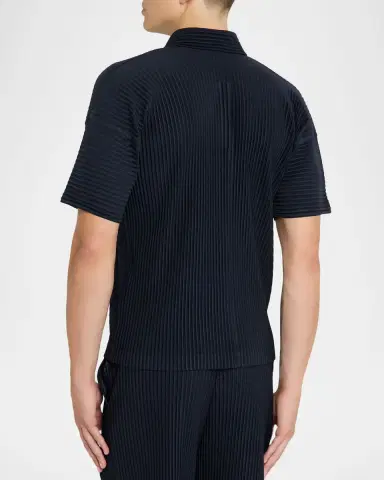 Homme Plissé Issey Miyake Men 's Pleated Polyester Polo Shirt | Thumbnail 2