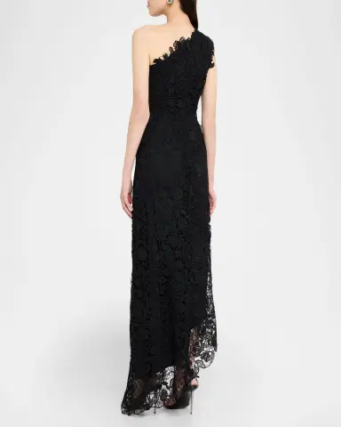 MONIQUE LHUILLIER Asymmetric Guipure Lace One-Shoulder Fown | Thumbnail 2 MONIQUE LHUILLIER Asymmetric Guipure Lace One-Shoulder Fown | Thumbnail 2