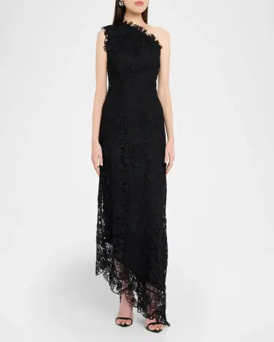 MONIQUE LHUILLIER Asymmetric Guipure Lace One-Shoulder Fown | Thumbnail 3 MONIQUE LHUILLIER Asymmetric Guipure Lace One-Shoulder Fown | Thumbnail 3