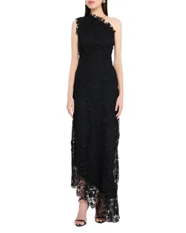 MONIQUE LHUILLIER Asymmetric Guipure Lace One-Shoulder Fown | Thumbnail 1 MONIQUE LHUILLIER Asymmetric Guipure Lace One-Shoulder Fown | Thumbnail 1