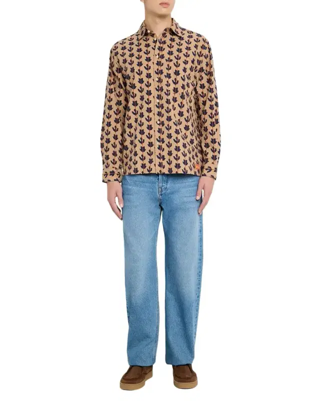 Men 's Cotton Structured Stripe Button-Down Shirt
