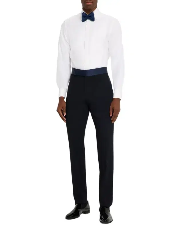 Men 's Cotton and Silk Bib-Front French Cuff Dress Shirt