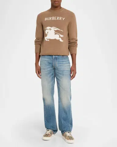 Burberry Men's EKD Knit Wool and Cashmere Crewneck Sweater | Thumbnail 2 Burberry Men's EKD Knit Wool and Cashmere Crewneck Sweater | Thumbnail 2