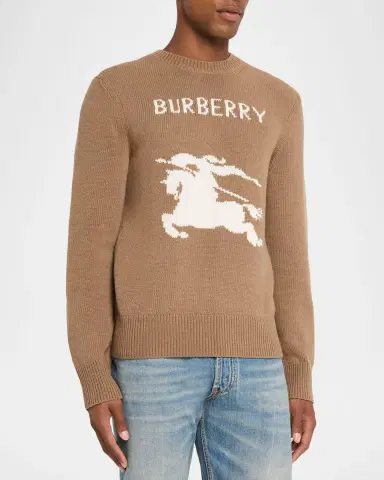 Burberry Men's EKD Knit Wool and Cashmere Crewneck Sweater | Thumbnail 4 Burberry Men's EKD Knit Wool and Cashmere Crewneck Sweater | Thumbnail 4