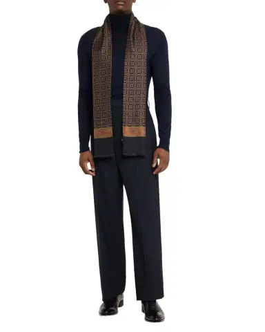 dunhill Men's Mulberry Silk Medallion Scarf | Thumbnail 1