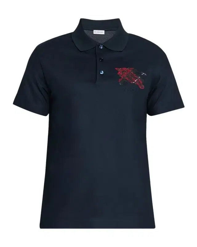 Men's Embroidered EKD Check Slim Cotton Polo Shirt